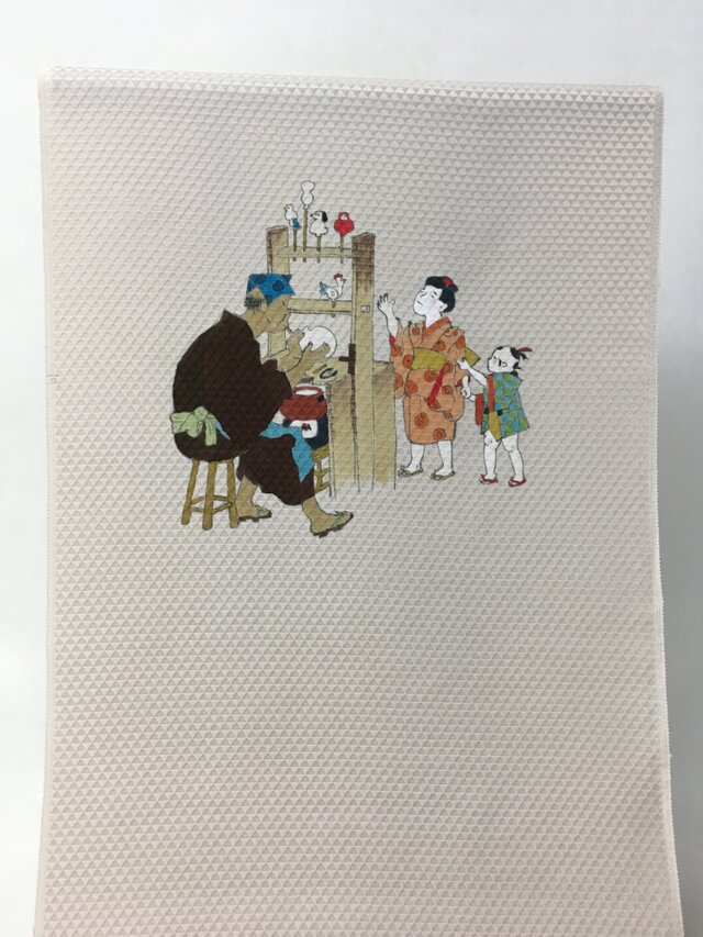 手描き友禅☆名古屋帯「江戸の飴売り」の画像1枚目
