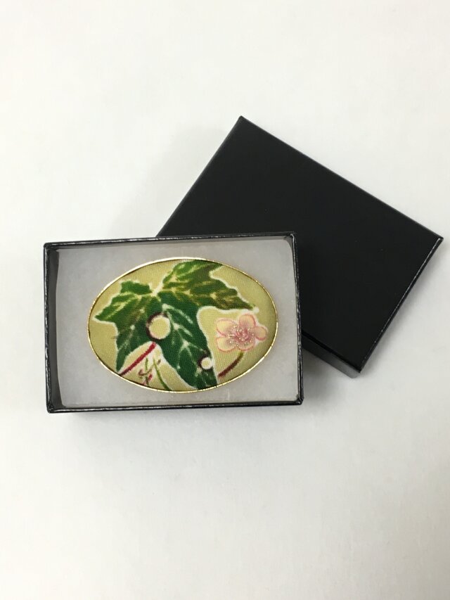 手描き友禅☆帯留め「若冲写し・瓜」の画像1枚目