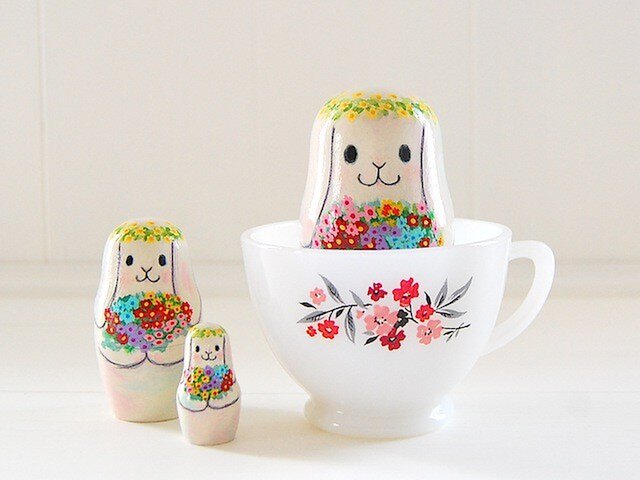 うさぎ＊マトリョーシカ＊お花いっぱい［14］ | iichi 日々の暮らし