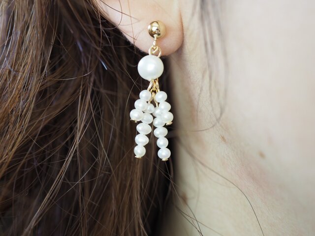 14kgf 淡水パールの人型モチーフピアス | iichi 日々の暮らしを