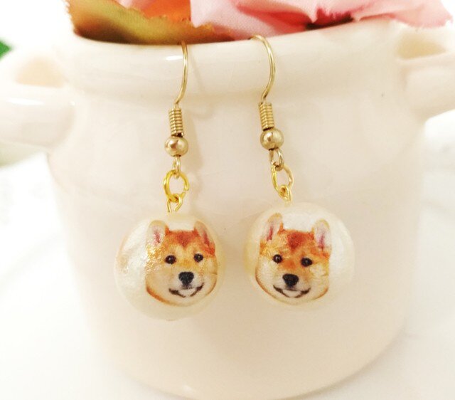 柴犬コットンパールピアス☆イヤリング変更可能☆ | iichi 日々の