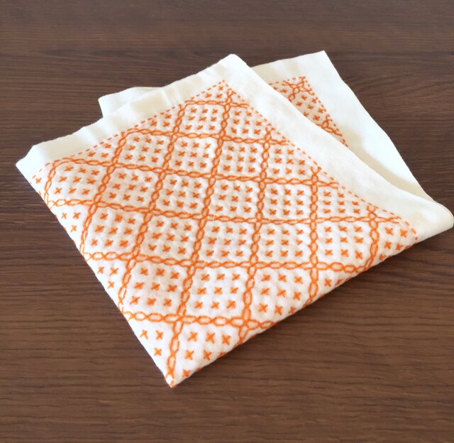 ★刺し子ふきん★ ぺちゃさま専用です セール品！！ 刺し子♡ふきん (丸模様・ピンク) | iichi 日々の