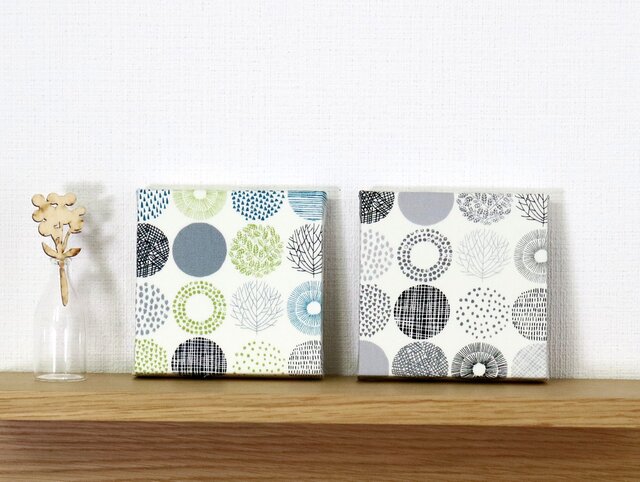 送料無料】12x12cmちいさなファブリックパネル【北欧まる柄