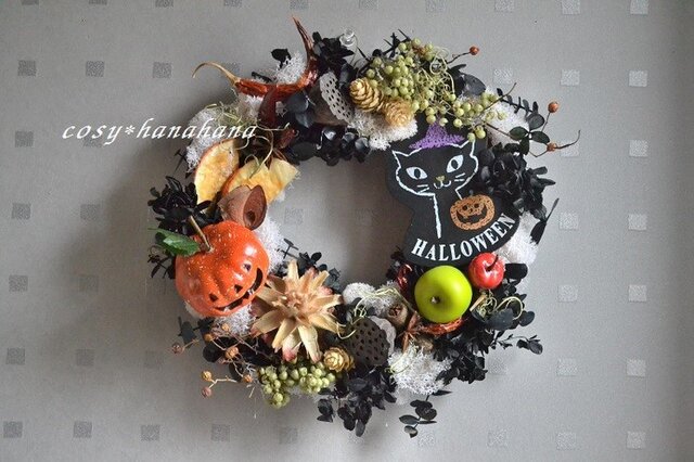 フルーツ*ブラックハロウィンwreathの画像1枚目
