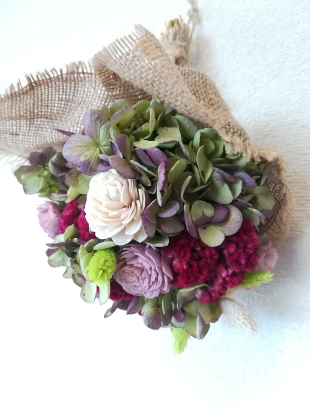 [送料無料]ドライフラワーブーケ*スワッグ◆あじさいと、