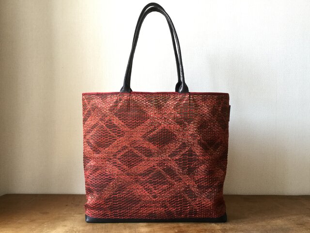 網目文様 ラリーモード膨れ帯リメイク ObiBagの画像1枚目