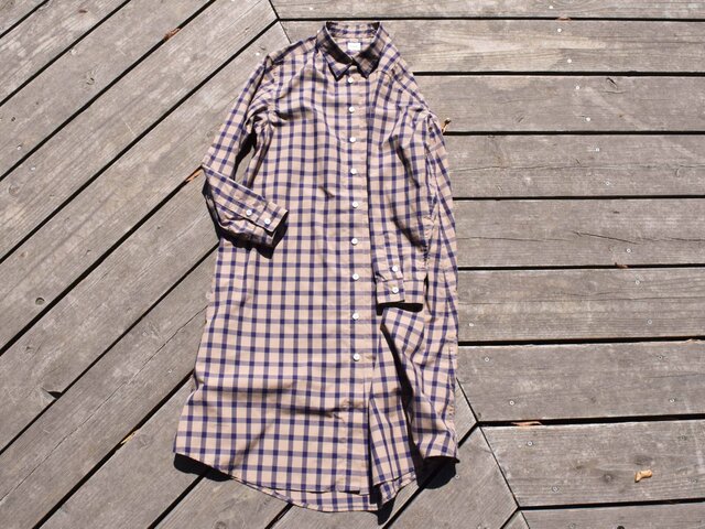 peruvian check shirt onepiece ペルーヴィアンピマ播州織 シャツワンピースの画像1枚目