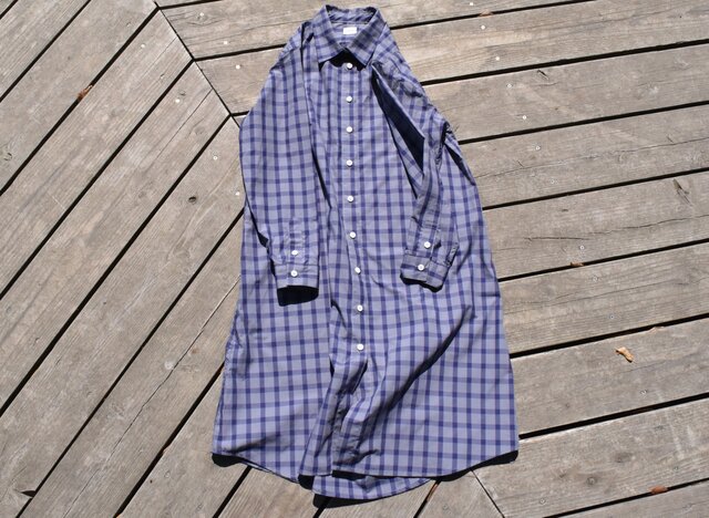peruvian check shirt onepiece ペルーヴィアンピマ播州織 シャツワンピースの画像1枚目