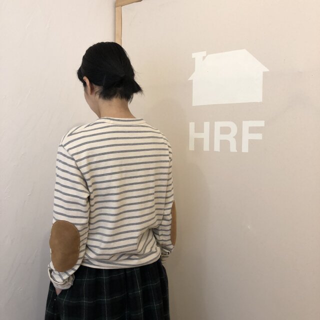 エルボーパッチ長袖ボーダーの画像1枚目