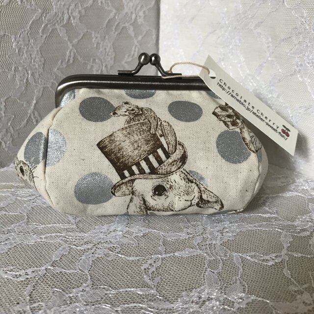 ジョリーフルール　がま口ポーチ（オフホワイト）