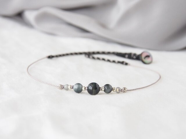Tiger's eye Short Necklace(Black)の画像1枚目