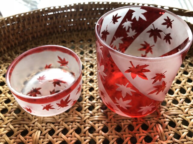 modern 紅葉グラス&おつまみいれセットの画像1枚目