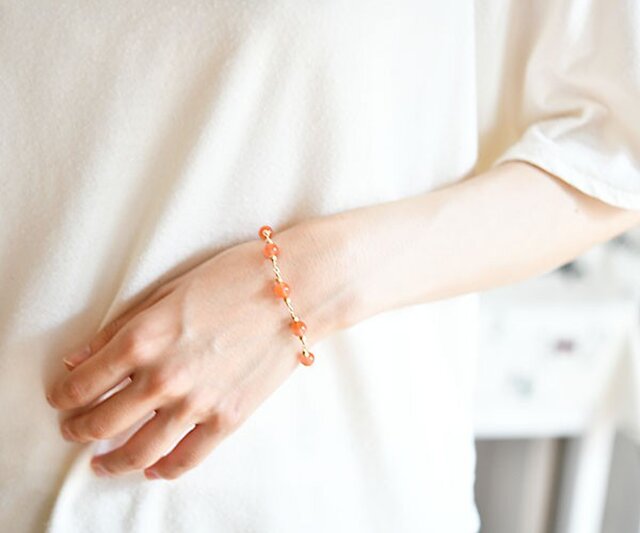 成功、人間関係促進 南紅メノウ(天然色レッドアゲート) のブレスレット