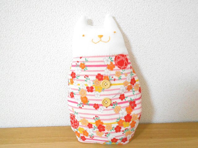 花柄ちりめんにゃんこの画像1枚目