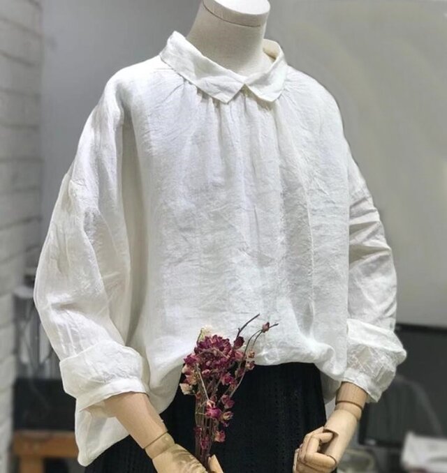 【受注製作】綿麻!可愛綿麻製トップス・ブラウス09800の画像1枚目