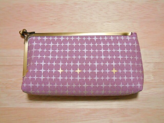 帆布ピンク製 #がま口 #ペンケース #マルチケース #星 #シルバー 銀 金の画像1枚目
