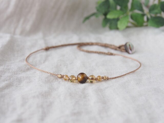 Tiger's eye Short Necklace(Yellow)の画像1枚目