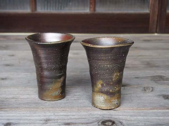 備前 麦酒呑み(中) ビアマグセット(桐箱付き) bs2-004の画像1枚目