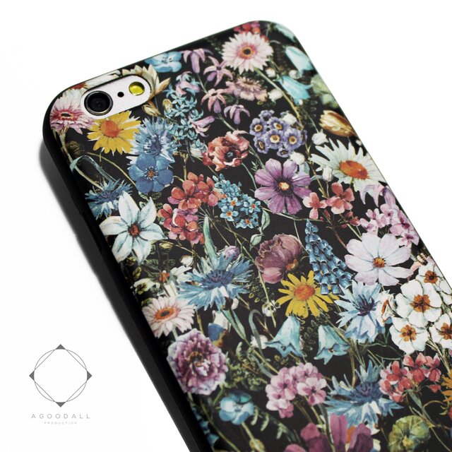 iphone6/iphone6sケース(4.7インチ用)軽量レザーケースiphone6カバー(花柄)ワイルドフラワー ボタニカルの画像1枚目