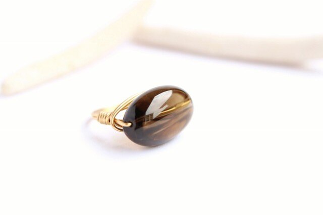 Big スモーキークォーツ Wire Ringの画像1枚目