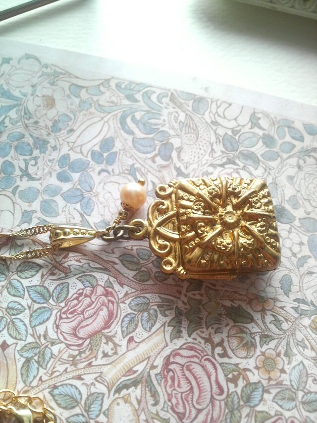 ヴィンテージ Bag with pearl(スライドオープン)ロングネックレスの画像1枚目