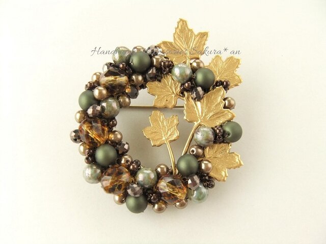 Brooch 葉っぱ パール(K0701)の画像1枚目