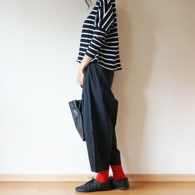 Cotton typewriter balloon pants LADY'S size BLACKの画像1枚目