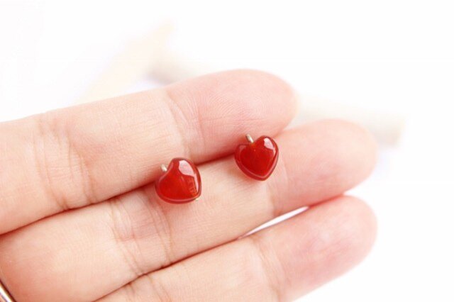 Heart カーネリアン Yピアス Silver925 or K18の画像1枚目
