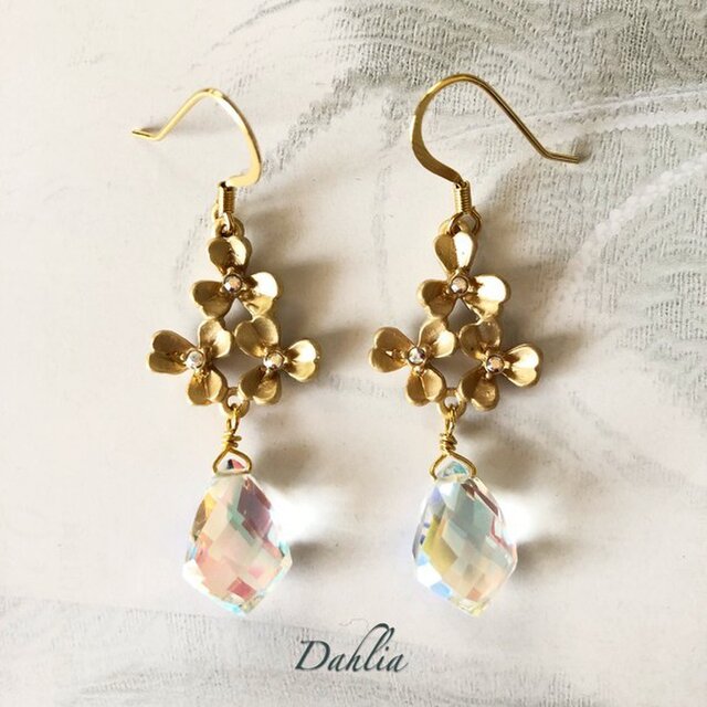 レインボークオーツ フローレット ピアス/イヤリングの画像1枚目