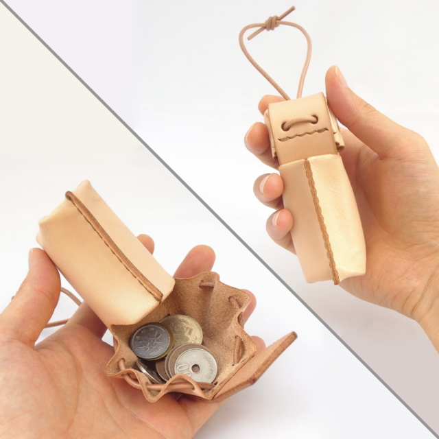 ヌメ革丨コインケース&小物入れ【ham/はむ】手縫い 手作り