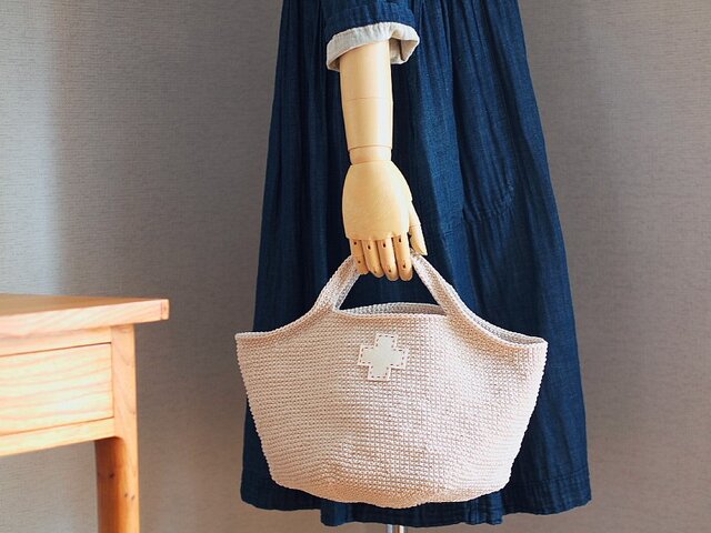 クロス*バケツトート*たこ糸*Lの画像1枚目