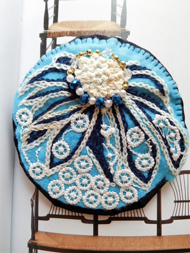 デイジー (刺繍 レース 青)の画像1枚目