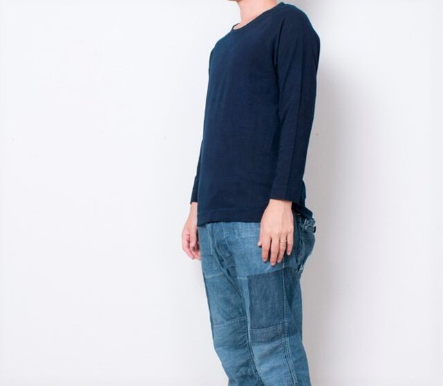藍染 長袖カットソー 濃紺 size3の画像1枚目