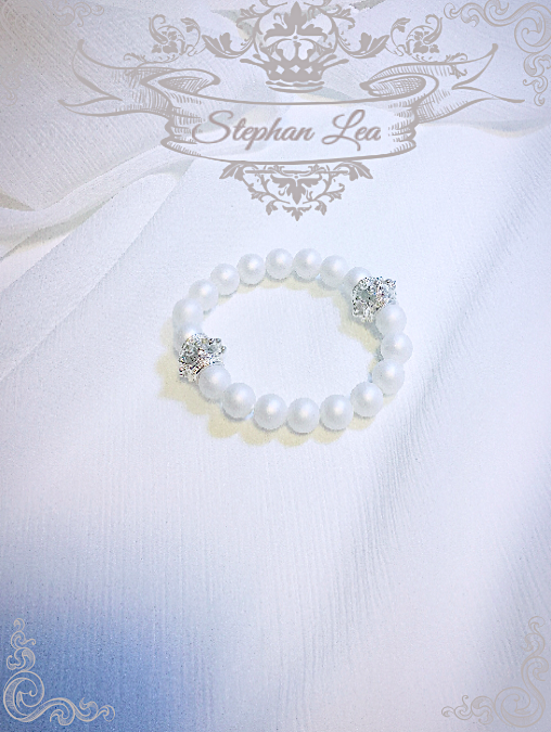 ★Stephan Lea★シルバー秘宝ホワイトビーズブレスレットの画像1枚目