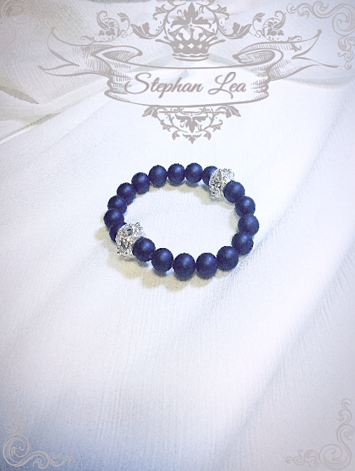★Stephan Lea★シルバー秘宝ネイビービーズブレスレットの画像1枚目