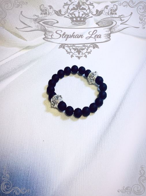 ★Stephan Lea★シルバー秘宝ブラックビーズブレスレットの画像1枚目