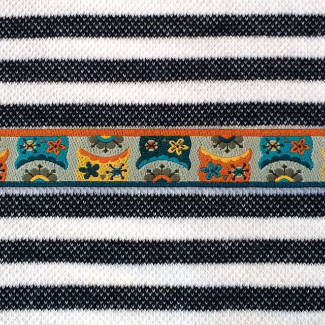 ドイツファーベミクス 刺繍リボン 1m-ふくろう グレーの画像1枚目