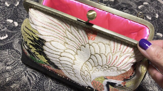 ユキ(^-^)様 リクエスト 3点 まとめ商品　がま口バッグ　ハンドメイド ☆受注生産☆ がまぐちバッグ・鶴と蛇革風の生地で | iichi 日々