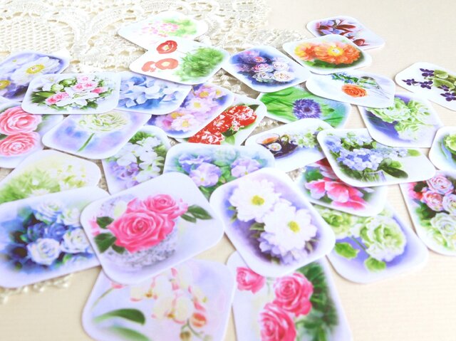 花の光沢紙フレークシール Aセットの画像1枚目