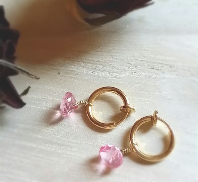 ピアスみたいなイヤリング ピンクトパーズ Iichi ハンドメイド クラフト作品 手仕事品の通販