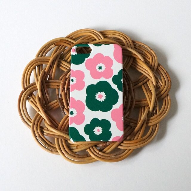 【iPhone / Android】側表面印刷*ハード型*スマホケース「popy (deep green×pink)」の画像1枚目
