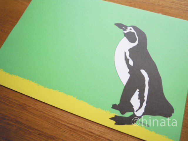 ペンギン のイラストのポストカードb 同柄2枚組 Iichi ハンドメイド クラフト作品 手仕事品の通販
