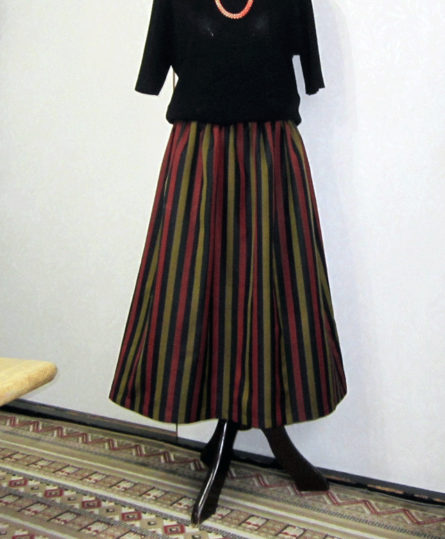 着物リメイク♪紬でおしゃれなストライプスカート（裏地付き） | iichi