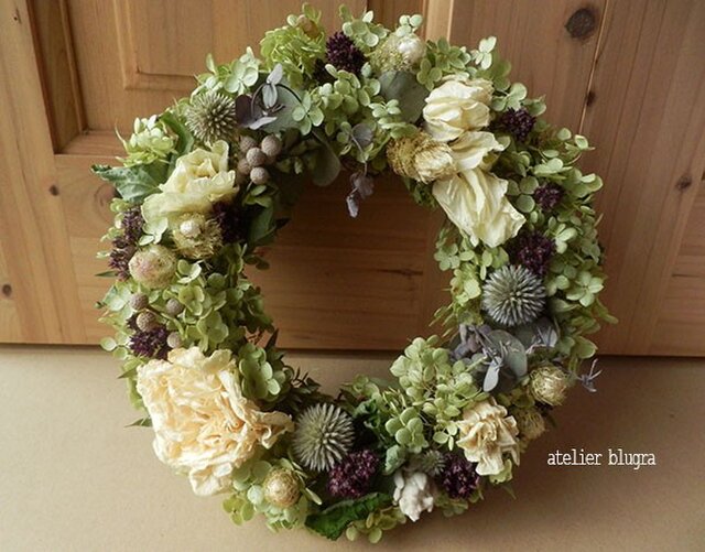 八ヶ岳〜アナベルとラナンキュラスのWreathの画像1枚目