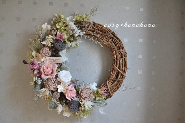 ニュアンスピンクのハーフwreathの画像1枚目