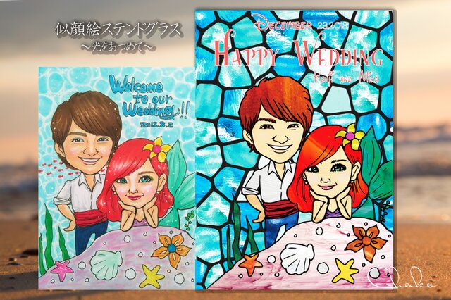 似顔絵ステンドグラス ウェルカムボード | iichi 日々の暮らしを