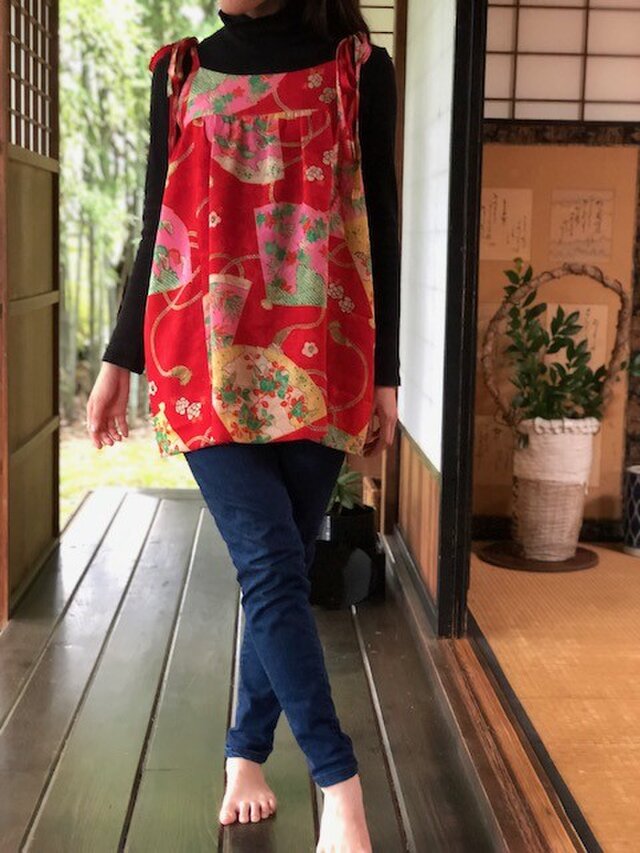 子供着物から重ね着秋のキャミソール Mの画像1枚目
