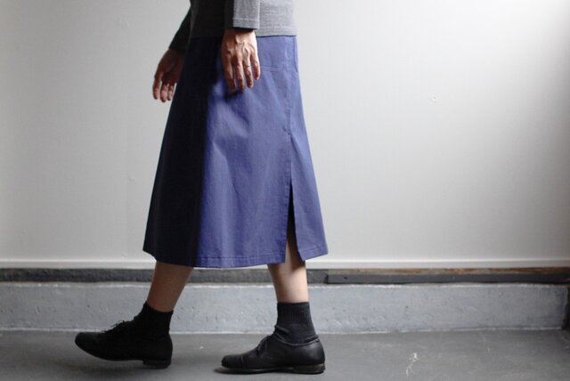 バイオ加工コットンスカート/navyの画像1枚目