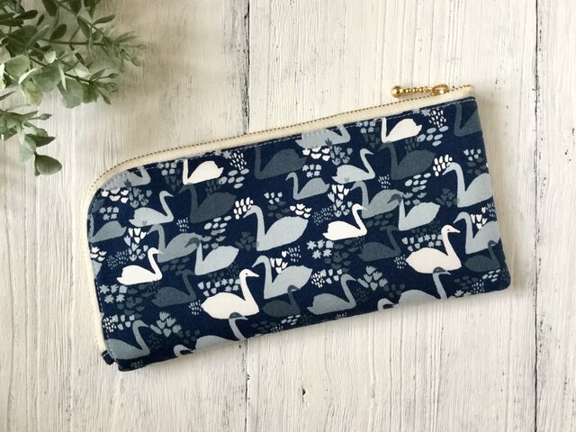 軽くて薄い♪L字長財布 白鳥の画像1枚目