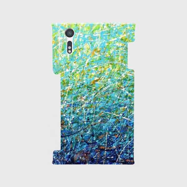 アートペイント "夏のヒカリ" Galaxy S8等 大サイズスマホ対応 ハードケース 抽象画の画像1枚目